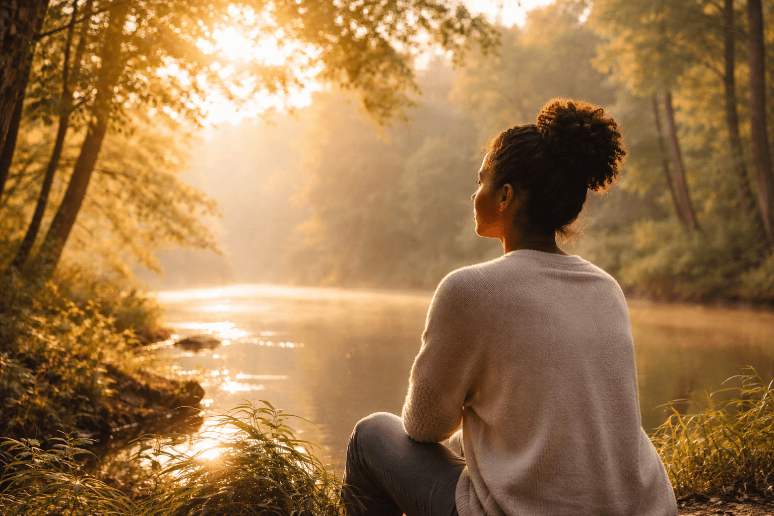 Sunlight through trees — representing hope and healing